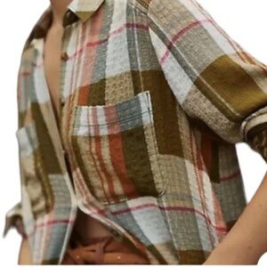 Pilcro by Anthropologie buttondown plaid duster, size small.